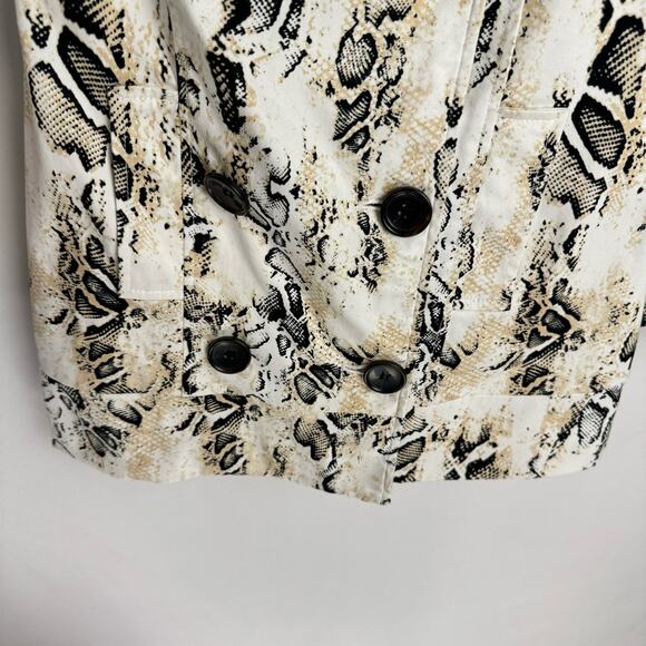 bebe Y2K Snake Skin Print Stretch Double Breasted Cotton Trench Coat Sz XS - Picture 4 of 13